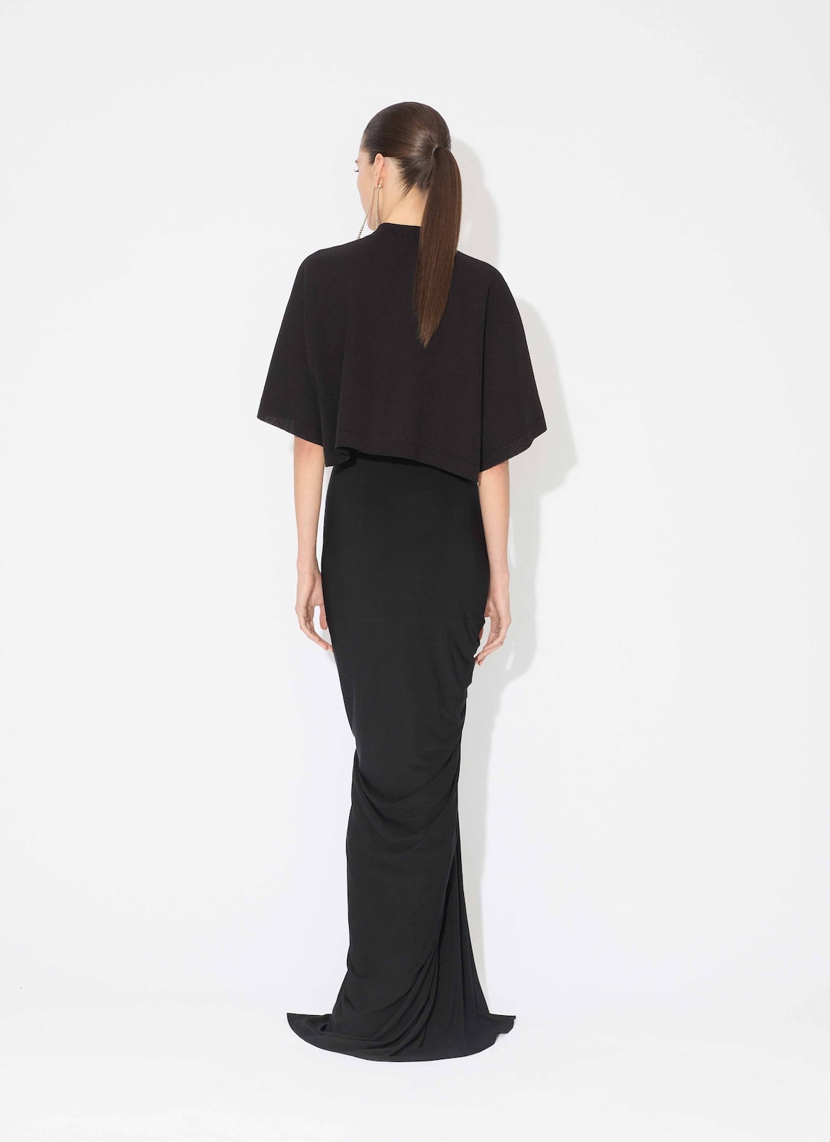 KNITTED CROPPED T-SHIRT ALAÏA BLACK KNITTED CROPPED T-SHIRT